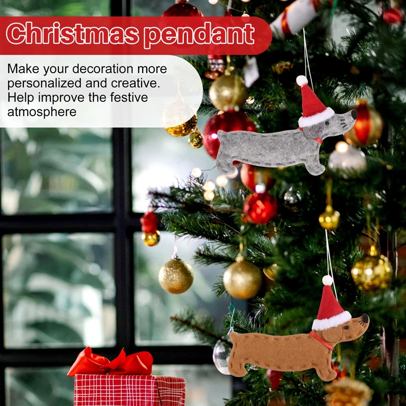 4Pcs Christmas Ornaments Xmas Gift Dachshund Christmas Tree Decoration Doll Pendant Hang Decorations For Home