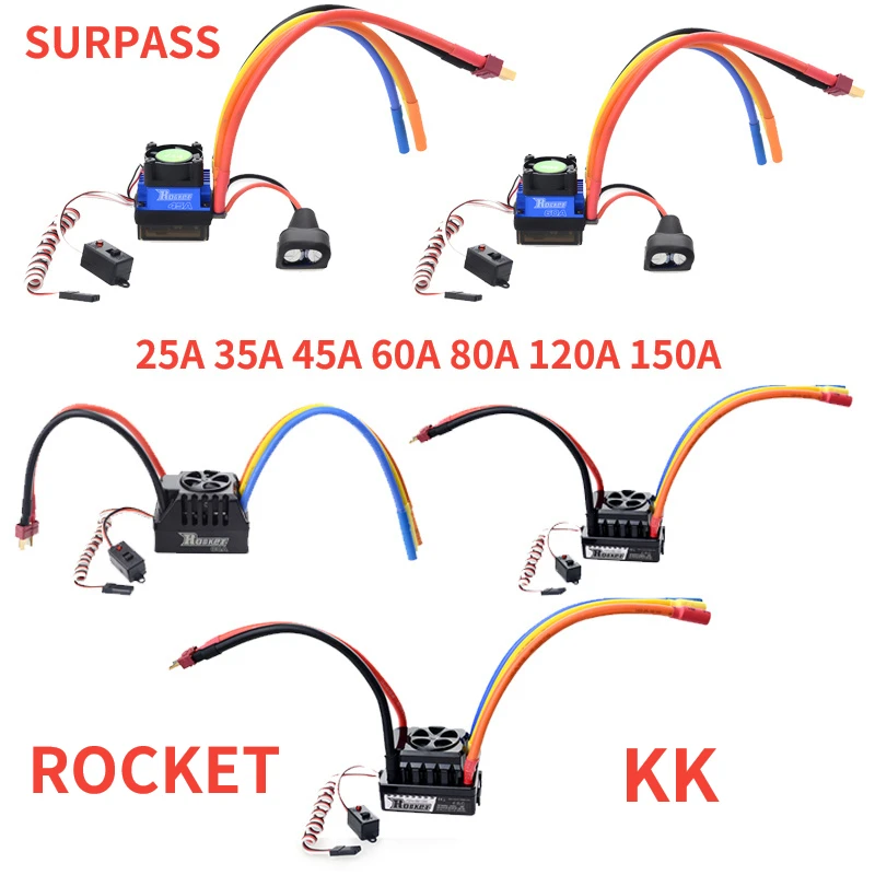 

SURPASS ROCKET KK бесщеточный ESC Sensored25A 35A 45A 60A 80A 120A 150A для 1/10 1/8 1/14 1/12 1/18 Радиоуправляемый автомобильный аккумулятор 3s 6s лодка