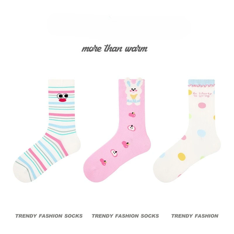 3 paires de chaussettes chat pour femmes, chaussettes Coquette mi-tube, mode coton, bonneterie de haute qualité, hiver, printemps et automne