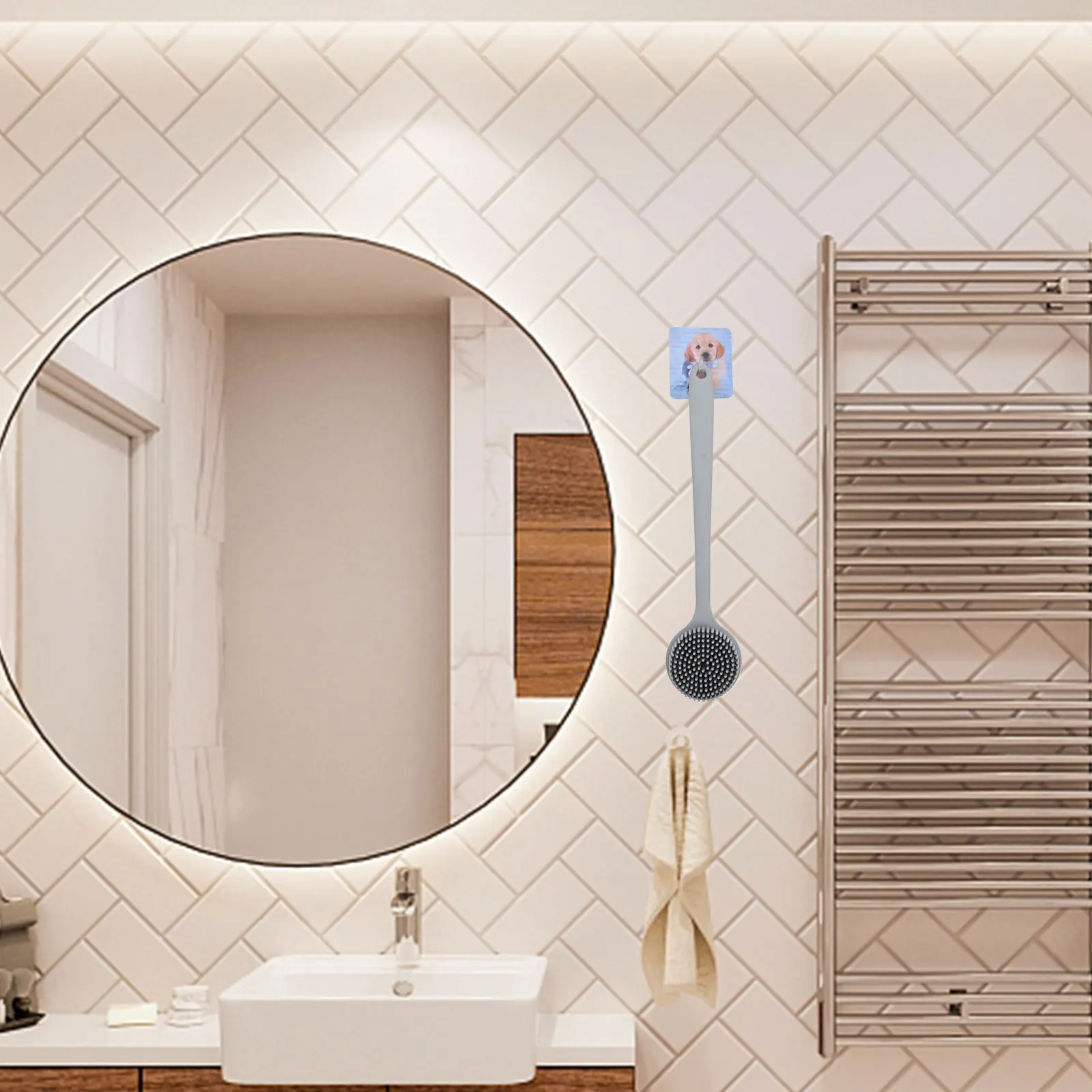 

Silicone Back Scrubber Long Handle Body Brush Exfoliating Bath Tool Easy Clean Dry Ventilated Practical Shower Washer for Men