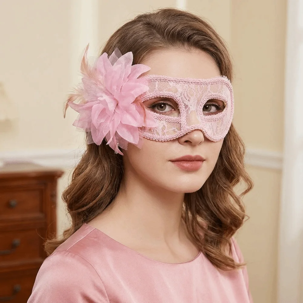 Flower Half-Face Mask Seductive Style Cosplay Masquerade Ball Mask Fancy Prom Masquerade Feather Mask