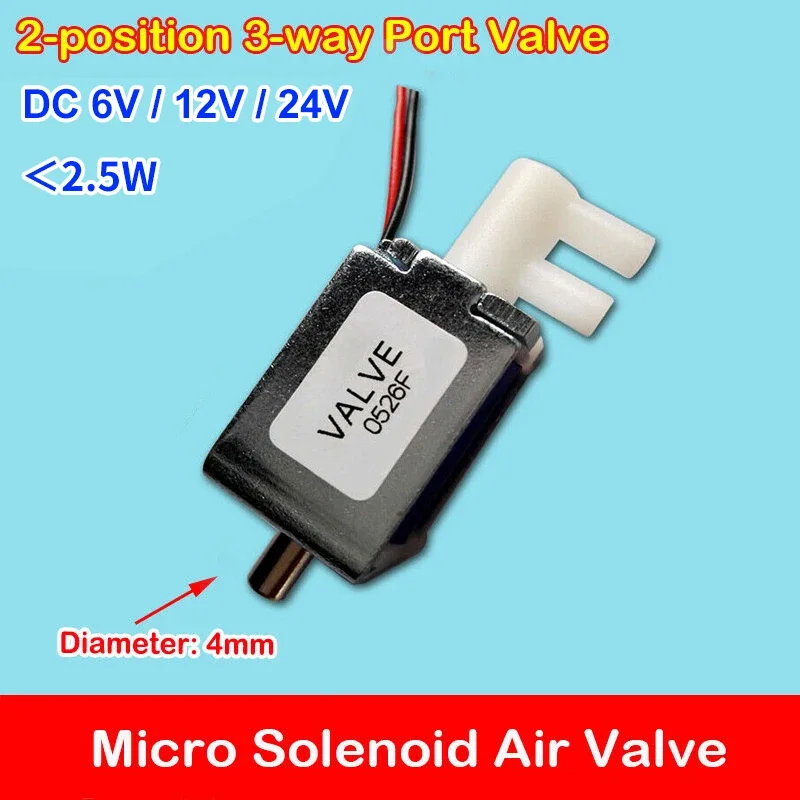 1PCS DC 6V 12V 24V  2-position 3-way Air Valve 4mm Port Mini Micro Electric Solenoid Valve exhaust switch Air gas Valve