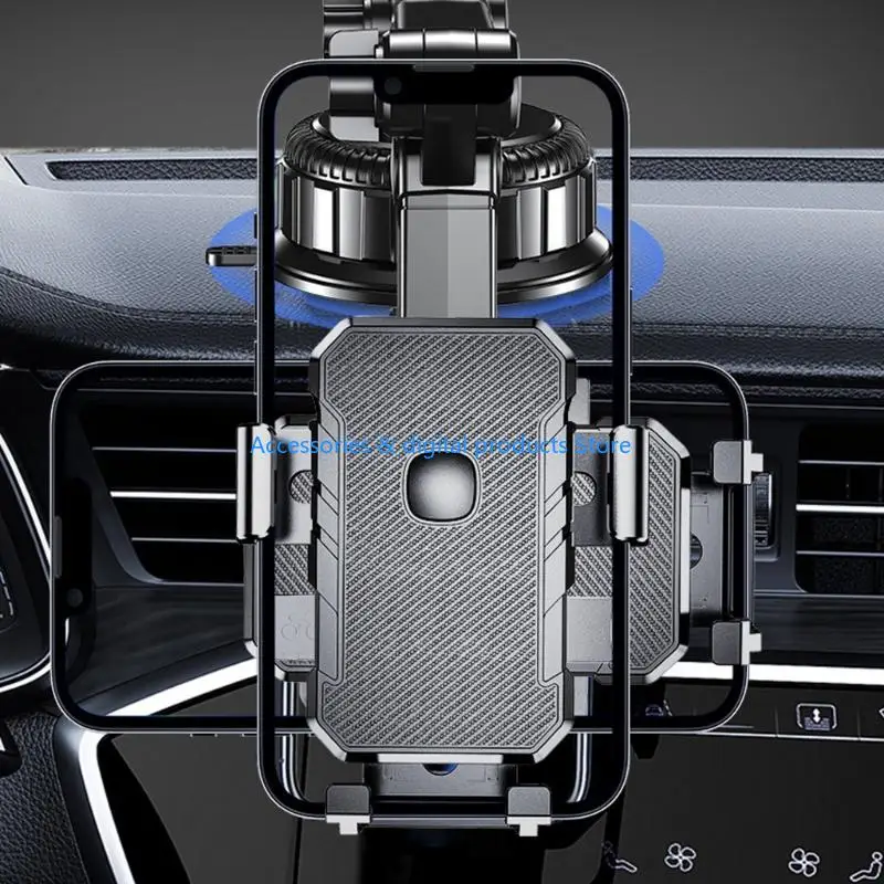 77JD Car Phone Holder Suction Cup Phone Stand Dashboard Mount Cellphone Holder 360 Degree Rotating Adjustable Bracket