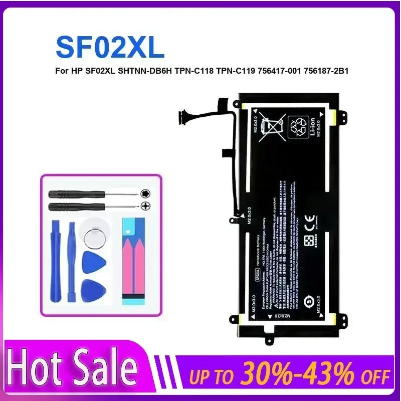 

Laptop Battery For HP SF02XL SHTNN-DB6H TPN-C118 TPN-C119 756417-001 756187-2B1 2ICP3/97/91 SF02XL bateria + fast shipping