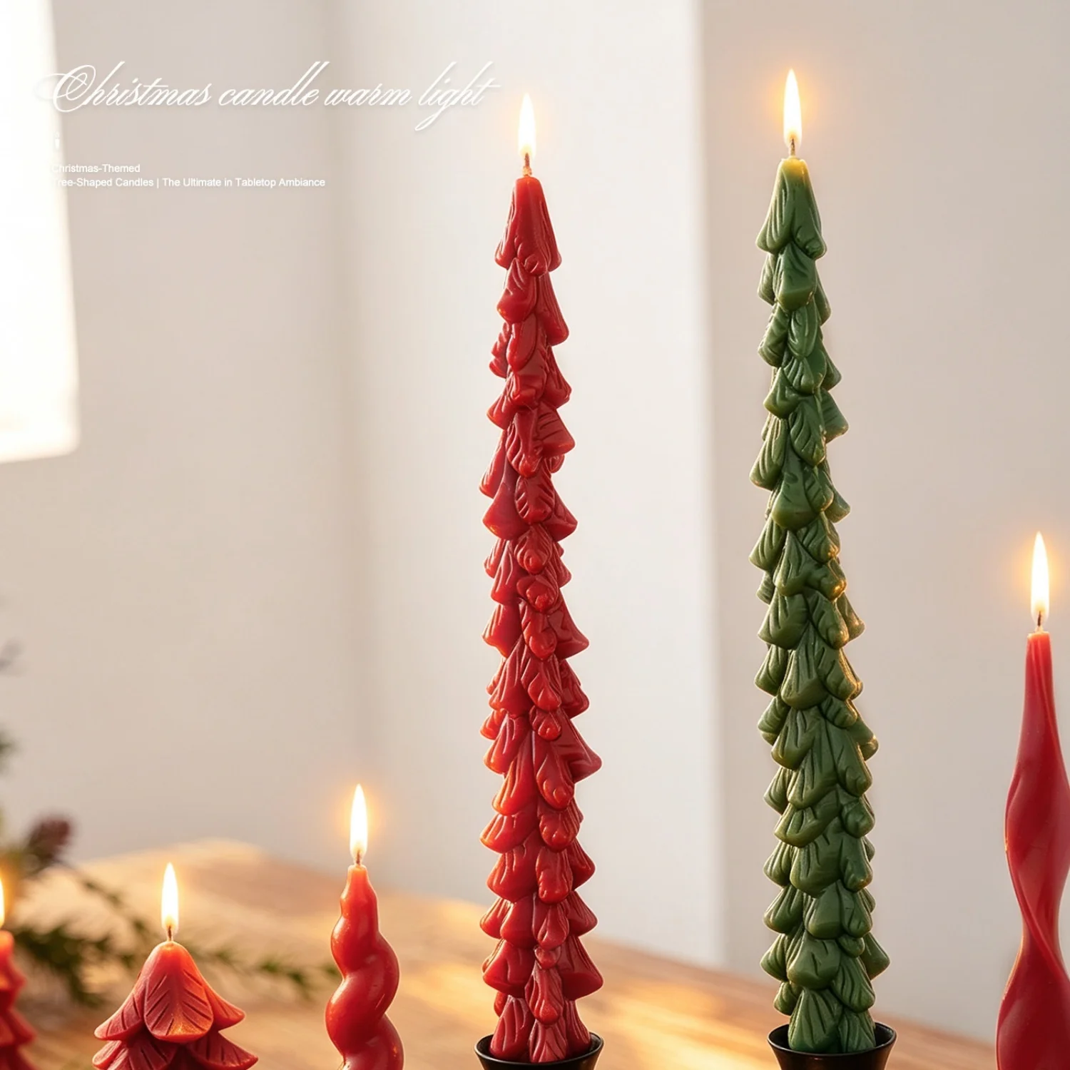 Novelty Christmas Candle with Tree and Spiral Design Festive Party Table Centerpieces Decor Ornaments Stylish Decorative Candle