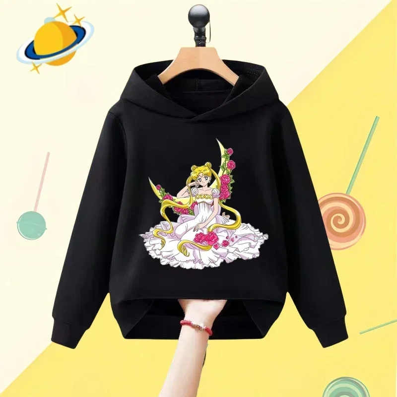 Sailor Moon Anime dziecięca bluza z kapturem gra nadruk kreskówkowy jesienno-zimowa bluza z długim rękawem chłopcy dziewczęta Kawaii top na co dzień