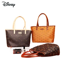 Original Disney Mickey Tote Modern Elegant Large Capacity Shoulder Bags High Quality PU Leather Handbags Purse Female Tote Bags