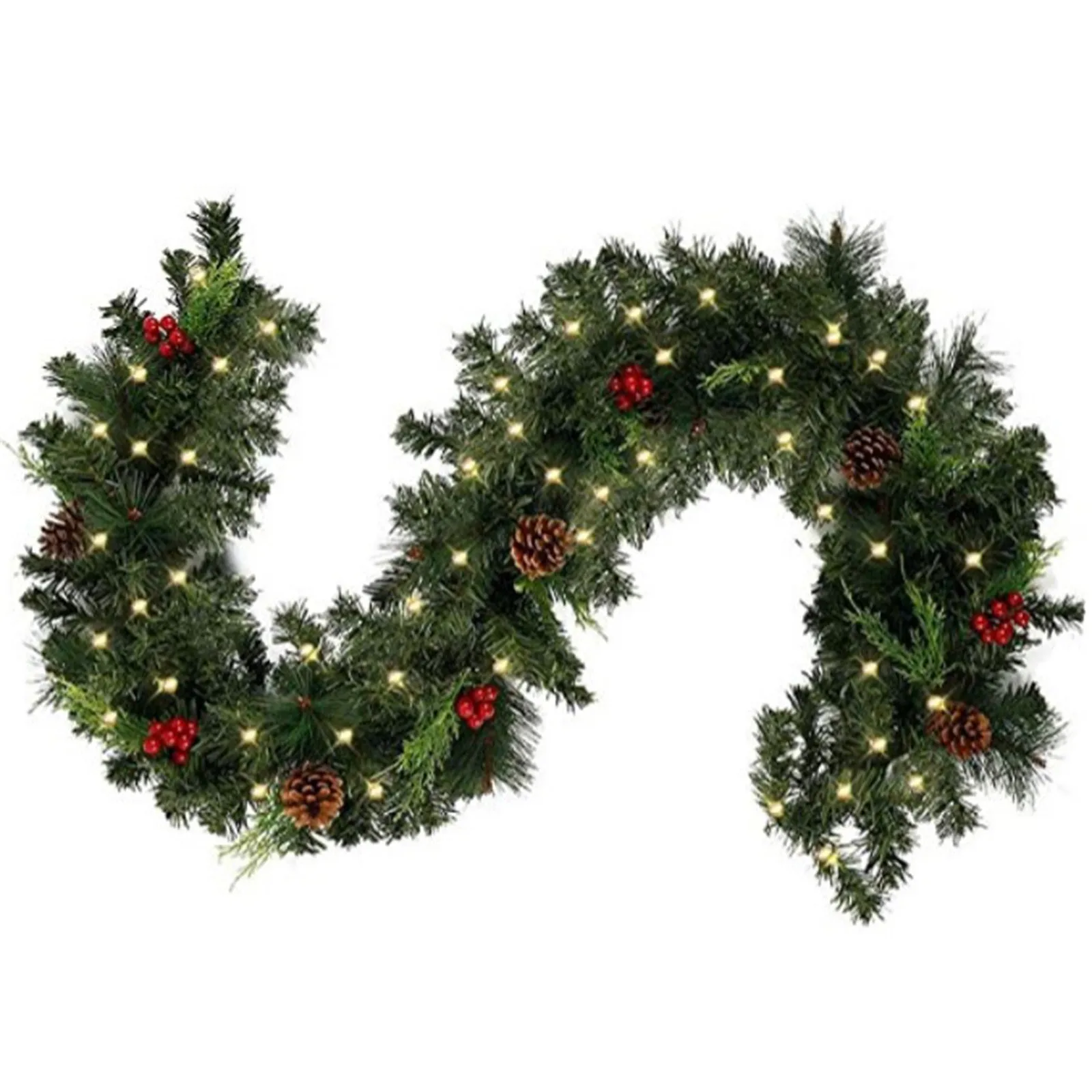 2.7M Christmas Artificial Green Garland Wreath Xmas Home Party DIY Christmas Decoration Pine Tree Rattan Hanging Decoration