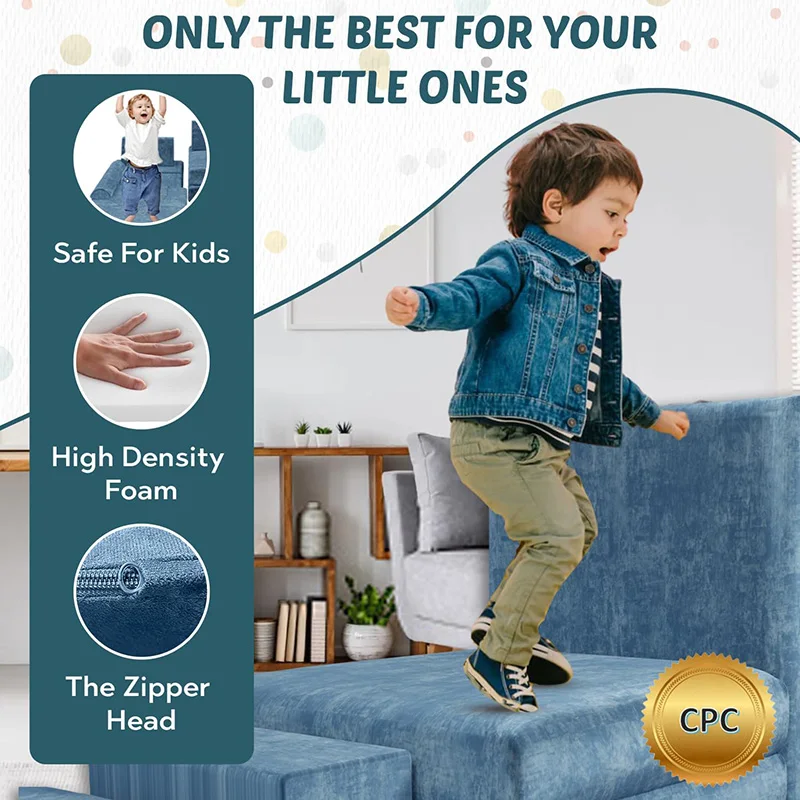 Canapé et canapé de jeu Montessori pour enfants, en mousse à mémoire de forme souple, Convertible et pliable, pour chambre à coucher et salle de jeux
