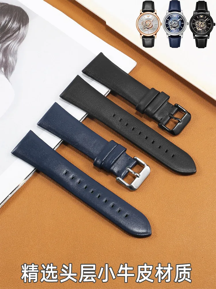 For Armani Darth Vader Hollow Leather Strap Men's AR60011 60012 60013 Watch Chain Accessories