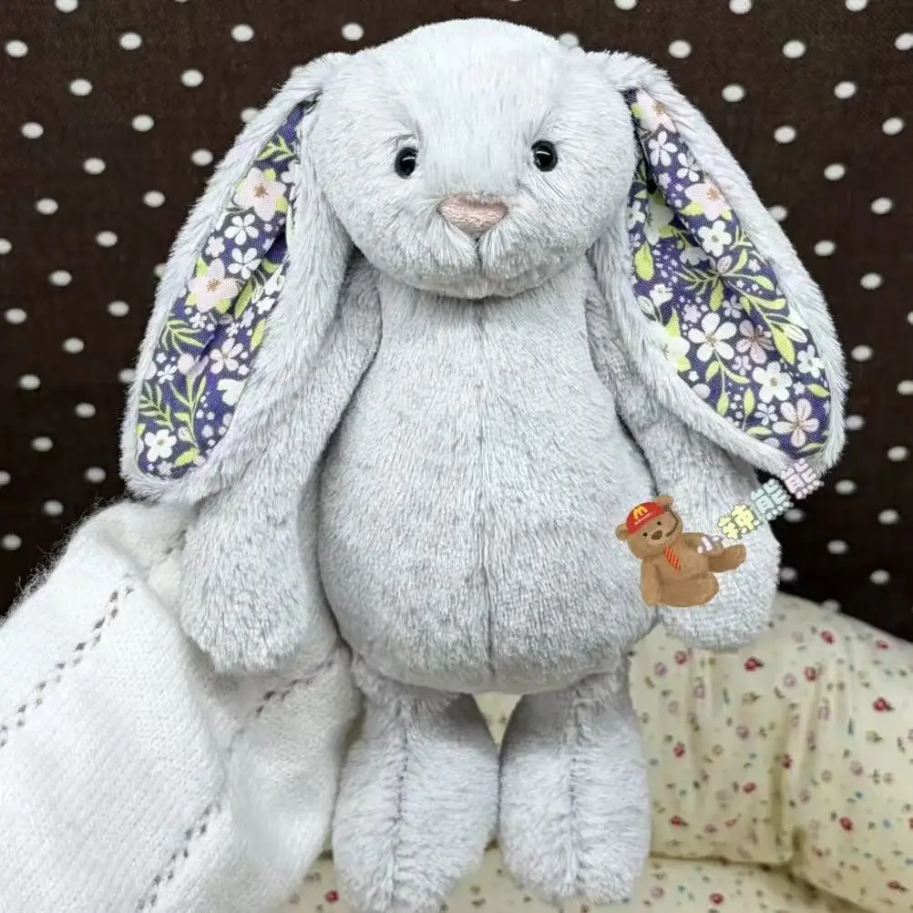 Etikettiertes Bonnie Rabbit Plüschtier mit Blumenmuster und Blumenohren, weiches Sofakissen, Geburtstagsgeschenk 818, Geschenk zum Schulanfang