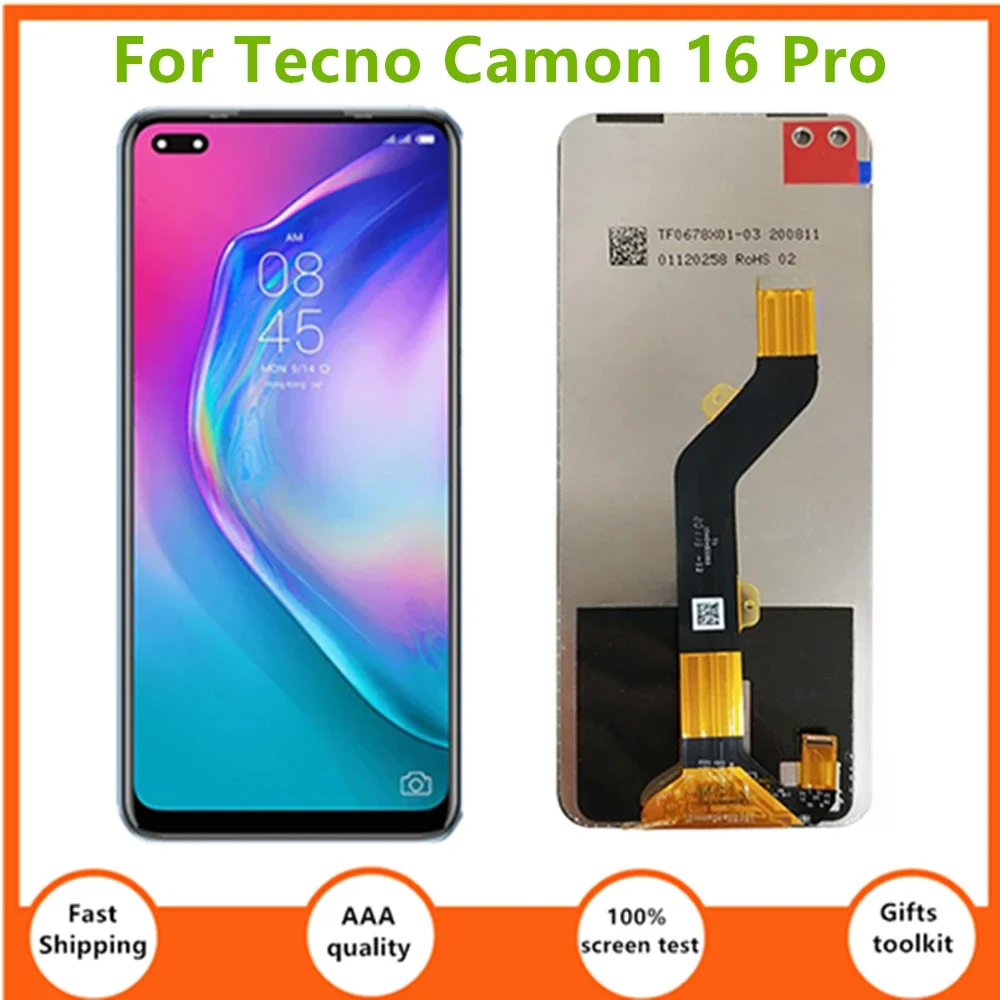 6.8 inches  For Tecno Camon 16 Pro CE8  LCD Screen Touch Screen Assembly Digitizer For camon 16 pro display lcd