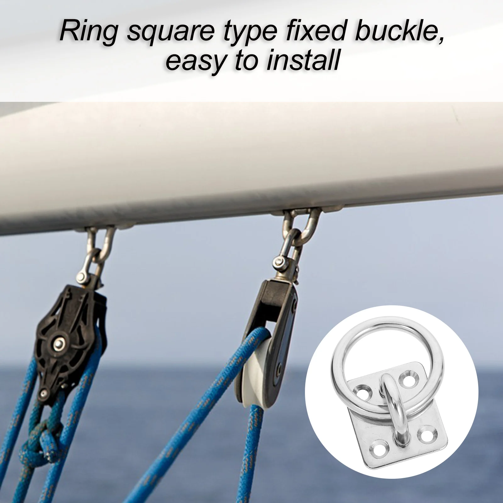 Square Eye Plate Fixing Buckle Stainless Steel Heavy Duty Hooks Ceiling Pad Anchor Swing Hammock Tree Deck Mount Outdoor