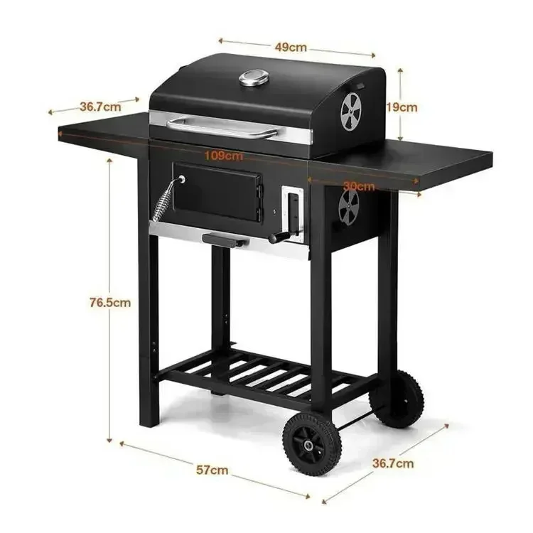 Large Charcoal Smoked Grill Home Barbecue  Thickened Large Barbecue Stove Grill With Wheels For Outdoor Camping Party