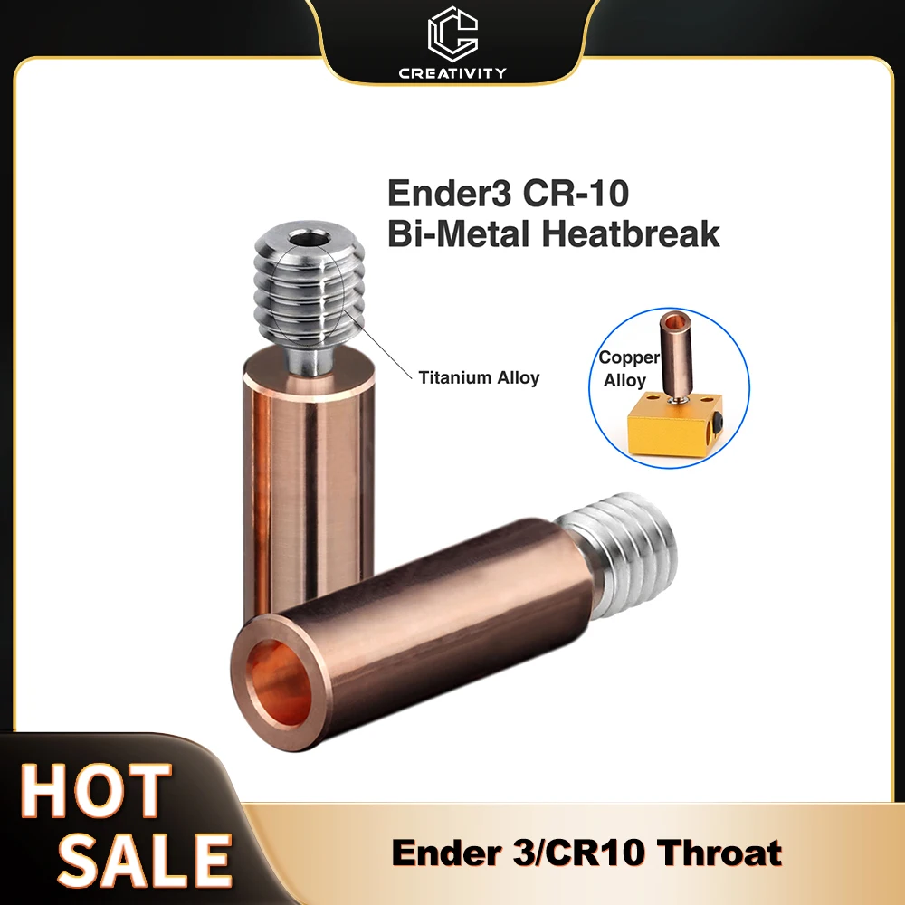 

Bimetal Ender 3 Heatbreak Titanium Alloy Heat Break Throat 1.75mm Copper Plating Tube For Ender 3V2 CR-10 Hotend 3D Printer