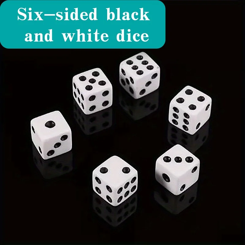 

10/20pcs, 0.54 inch right-angle dice black and white six-sided dice entertainment dice club desktop accessories, bar chessboard.