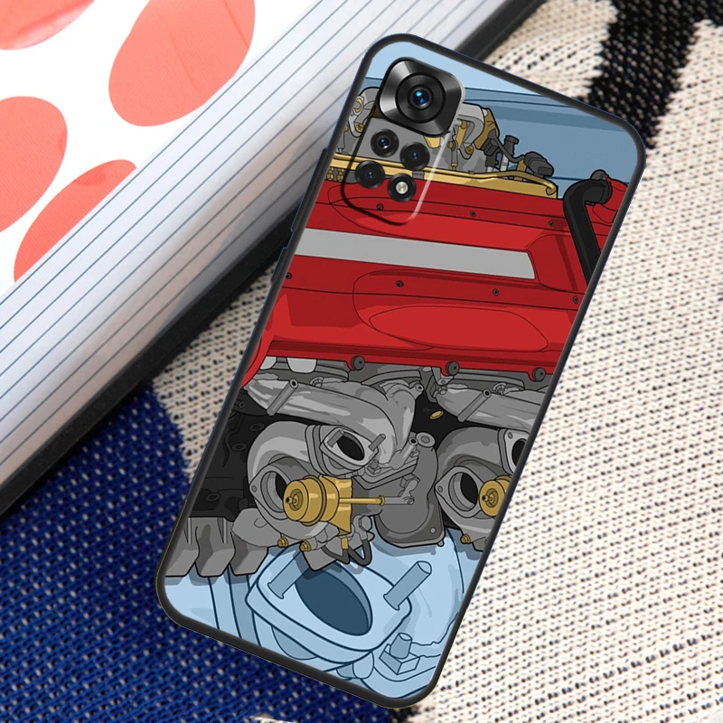 JDM Car RB26 Engine Case For Xiaomi Redmi Note 11 10 8 9 12 Pro Note 11S 10S 9S 8T Redmi 10 10C 12C 9C 9T Cover image 4