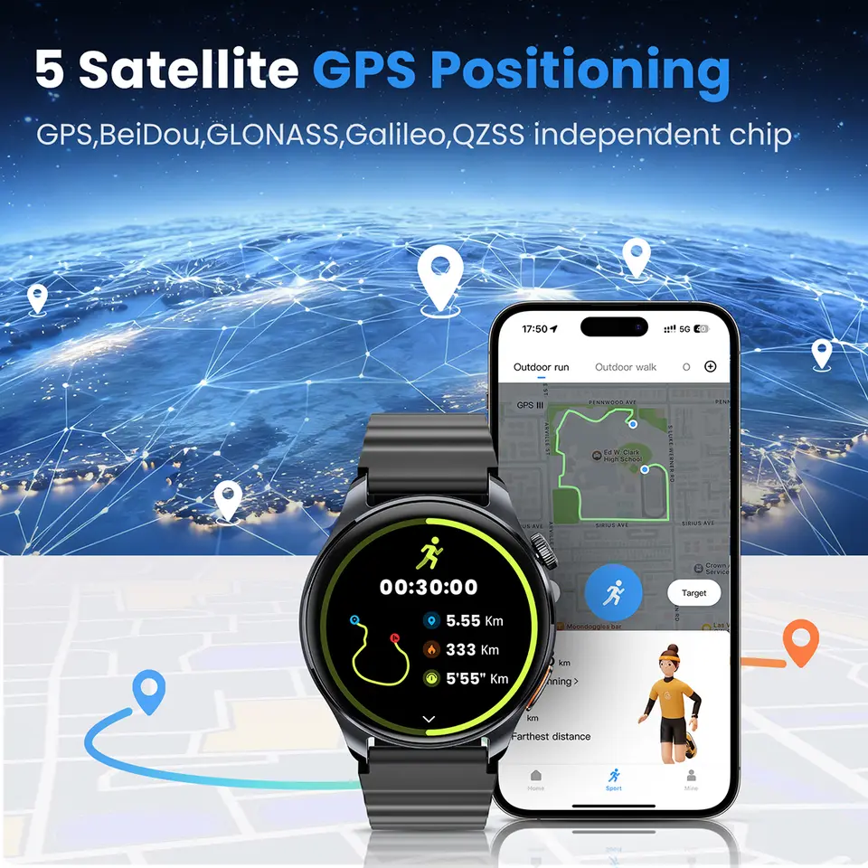 ساعة ذكية HAYLOU Watch 4S (HF012) بشاشة 1.43 بوصة HD AMOLED و 5 أقمار صناعية لتحديد المواقع GPS وأكثر من 120 وضع تمرين - 2