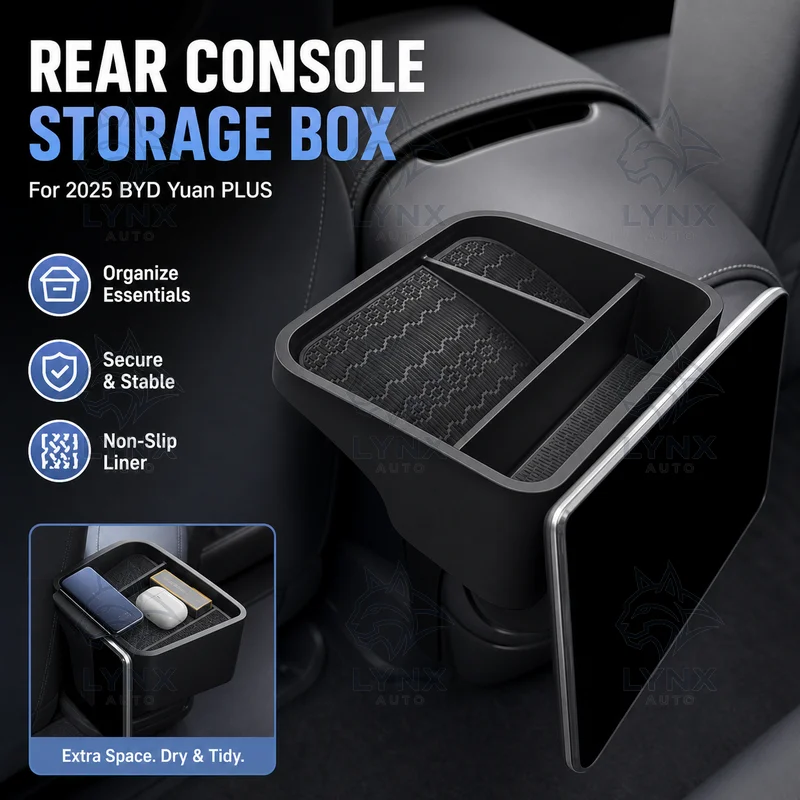 For 2025 BYD Yuan PLUS Rear Center Console Screen Storage Box Car Storage Organizer Interior Modification Accessories