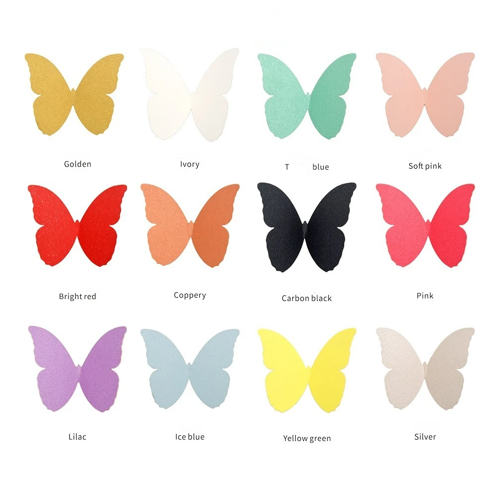 48pcs/set 3D Butterfly Removable Mural Stickers for DIY Wedding Baby Shower Birthday Party Cake Toppers Balloons Room Decoration