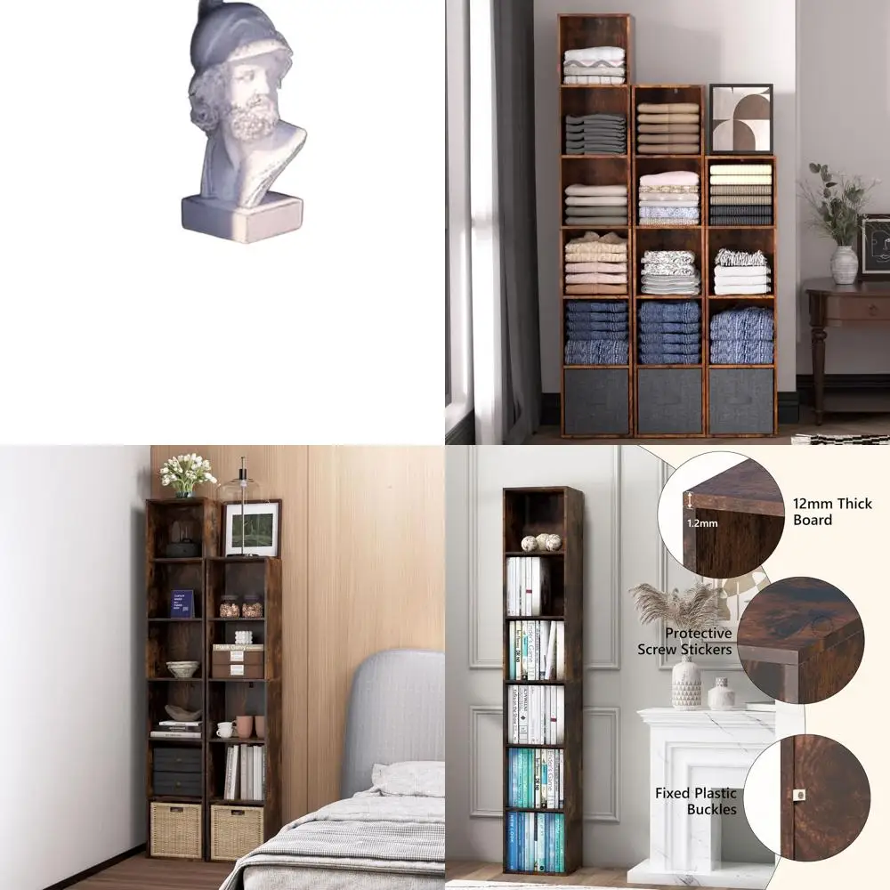 

Коричневый органайзер для книжного шкафа в стиле ретро с 6 кубами для хранения и дисплея в домашнем офисе