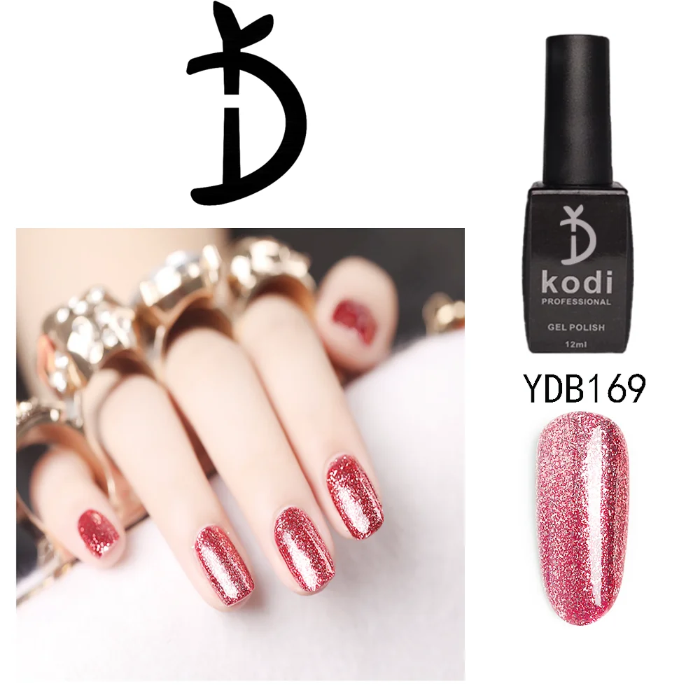 YD KODI PROFESSIONAL 12ml Gel Nail Polish Semipermanent Varnish UV Color Nail Glue Pink Nail Polish Glitter Led Top Base Coat