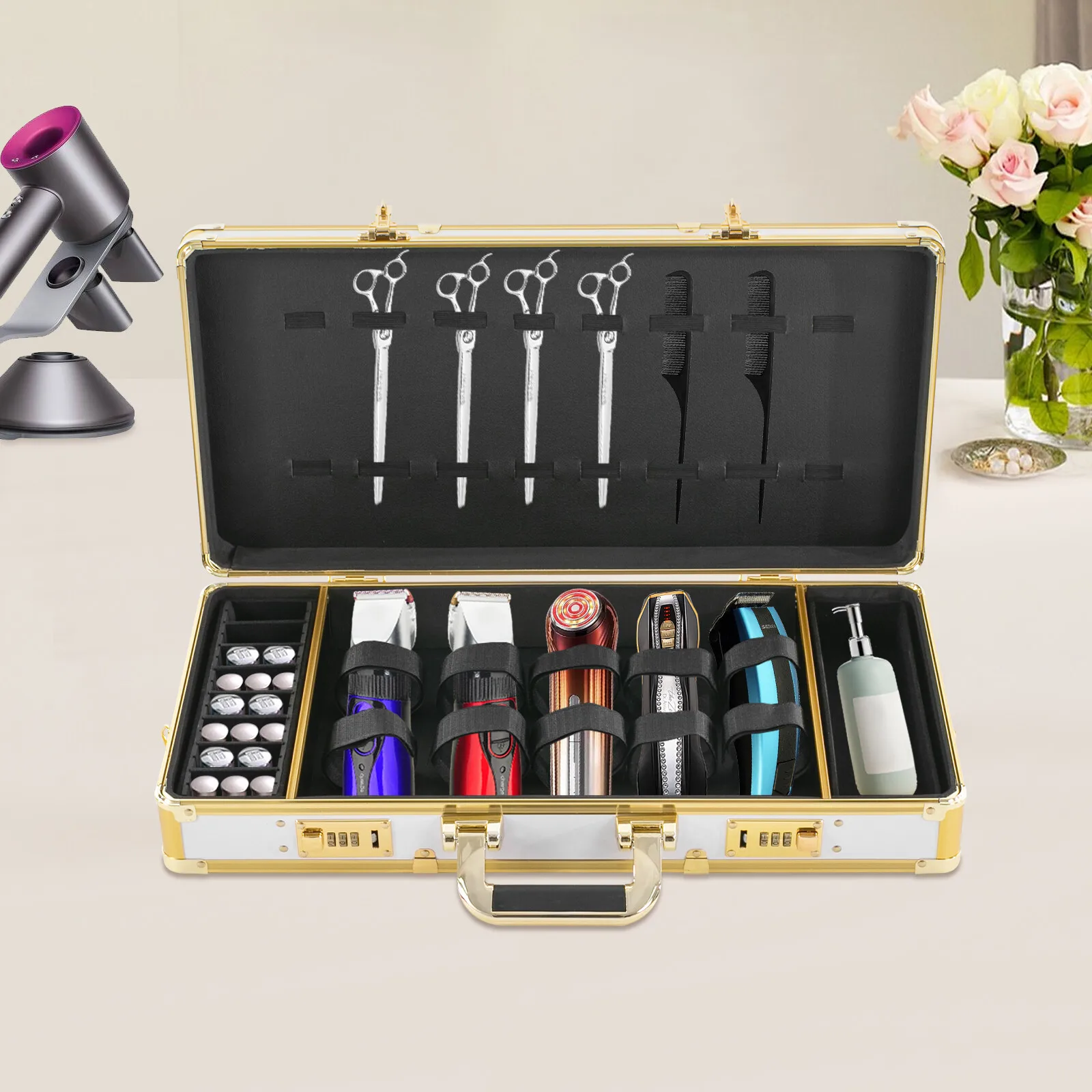 

Portable Barber Carrying Case Styling Tools Storage Case Box With Shoulder Strap