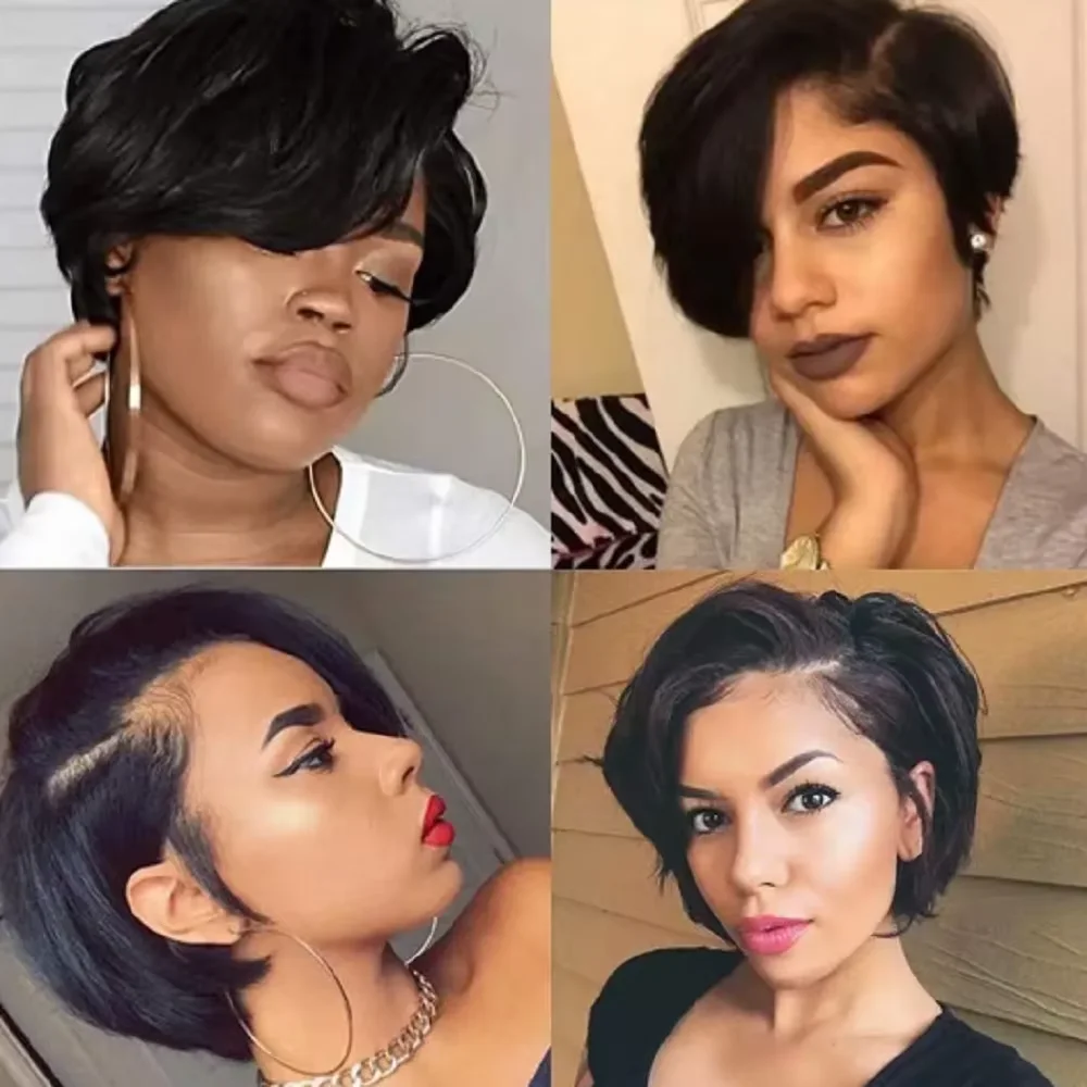 13x4 الدانتيل الباروكة الجانب جزء عابث قطع الباروكات شعر الإنسان للنساء 4x1 بوصة الجانب جزء شعر طبيعي مفرود شعر مستعار بوب شعر مستعار الدانتيل الشفاف