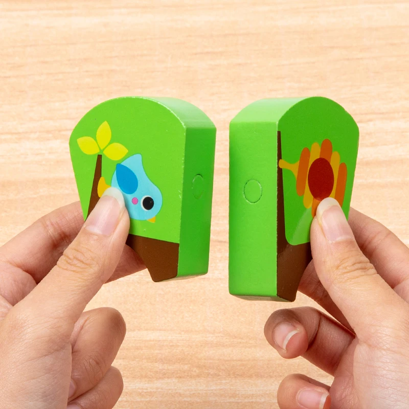 Wooden Montessori Children's Cartoon Animal Magnetic Wooden Puzzle Toy Owl  Apple Tree Early Education