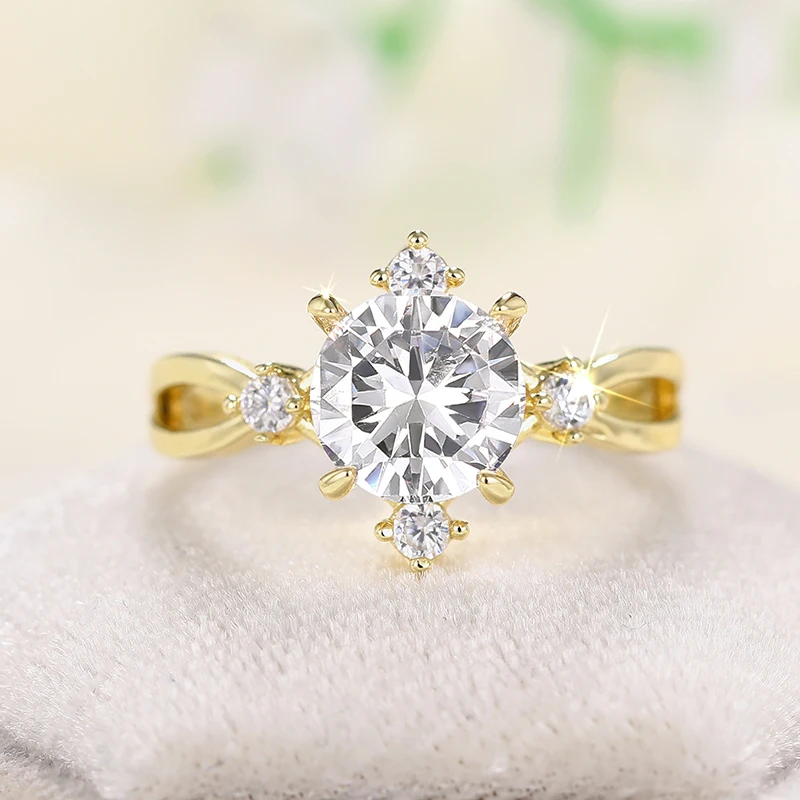 Huitan Moderne Mode Frauen Ringe für Hochzeit Luxus Gold Farbe AA Zirkonia Verlobung Party Neue Trendy Schmuck Phantasie Geschenk