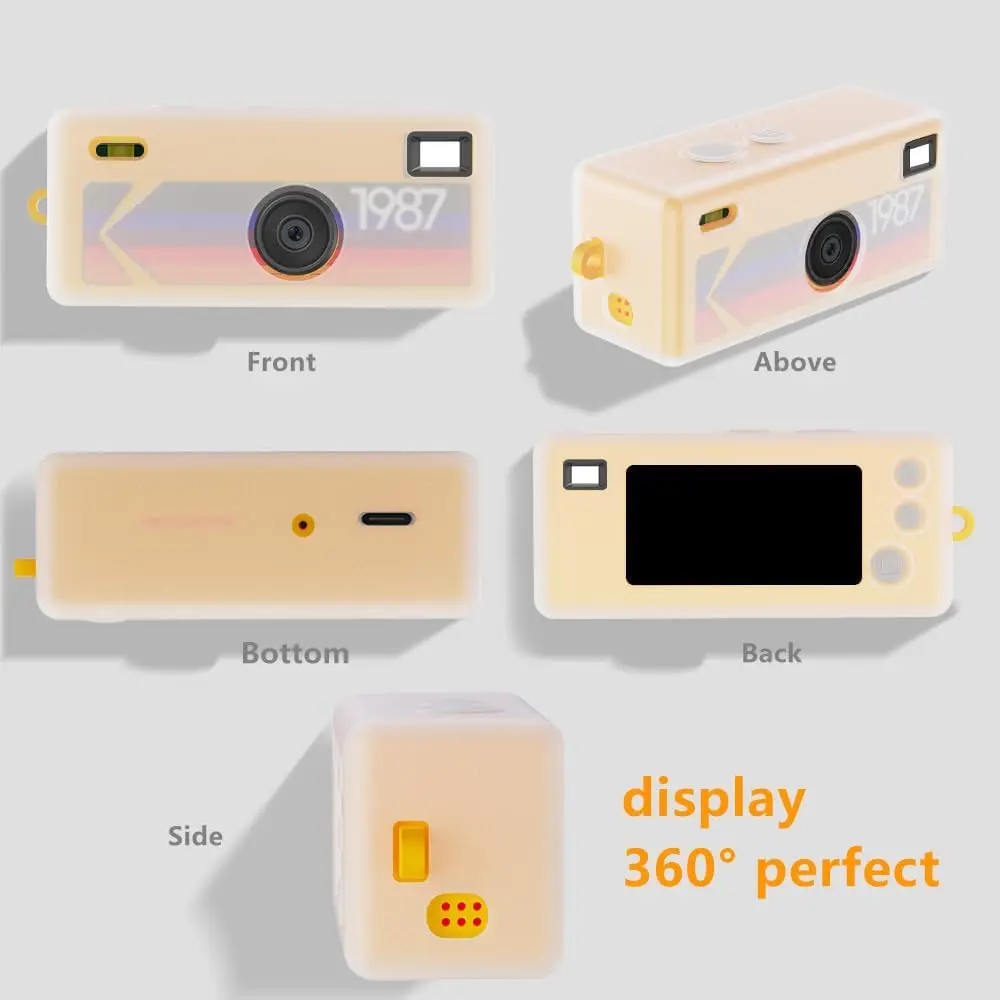Silicone Case for Keychain Digital Camera, Includes Screen Protector and Lanyard, Transparent, Fits Keychain Accessories