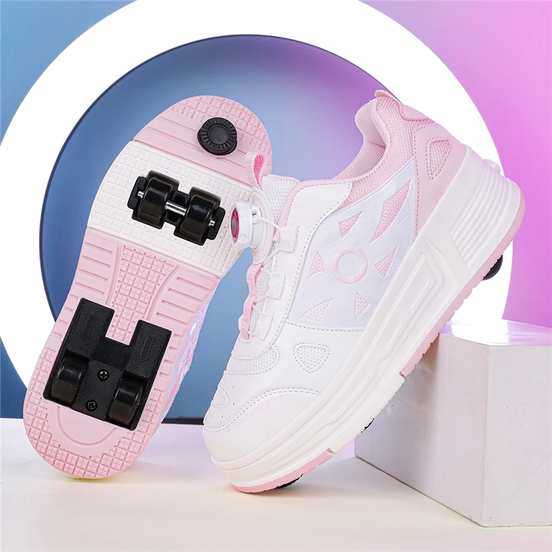 Children Roller Shoes Fashion Parkour Deformation Semi Professional Girls Boys Skate Shoes School Urban Running Outdoor Sneakers
