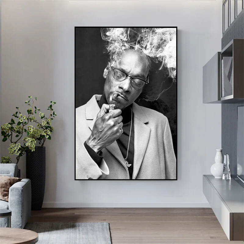Rapper Snoop Dogg Photo Canvas Posters Black and White Canvas Print Art Mural for Modern Home Boy Bedroom Decoration Gifts