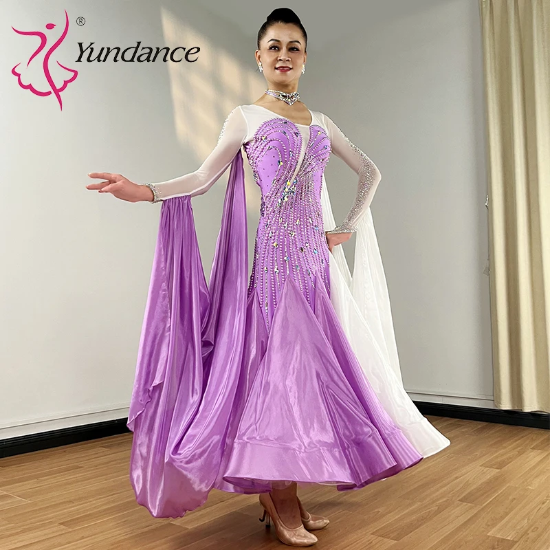 B-25042-2 Yundance Women's Ballroom Dance Costume Dress Rhinestones Spandex/Polyester Mesh Ombre Satin Chiffon Stage Performance