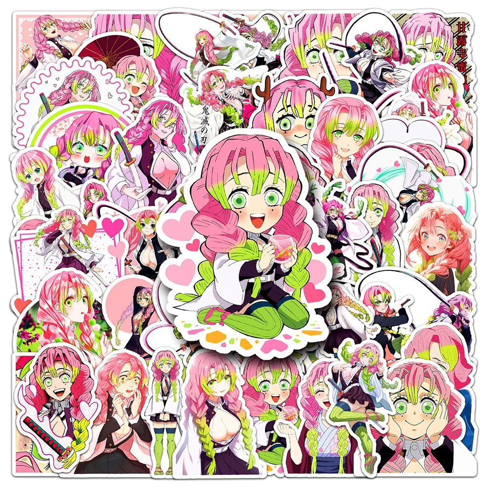 10/30/50pcs Cute Demon Slayer Cartoon Stickers Kawaii Kanroji Mitsuri Decals DIY Luggage Scrapbook Journal Classic Anime Sticker