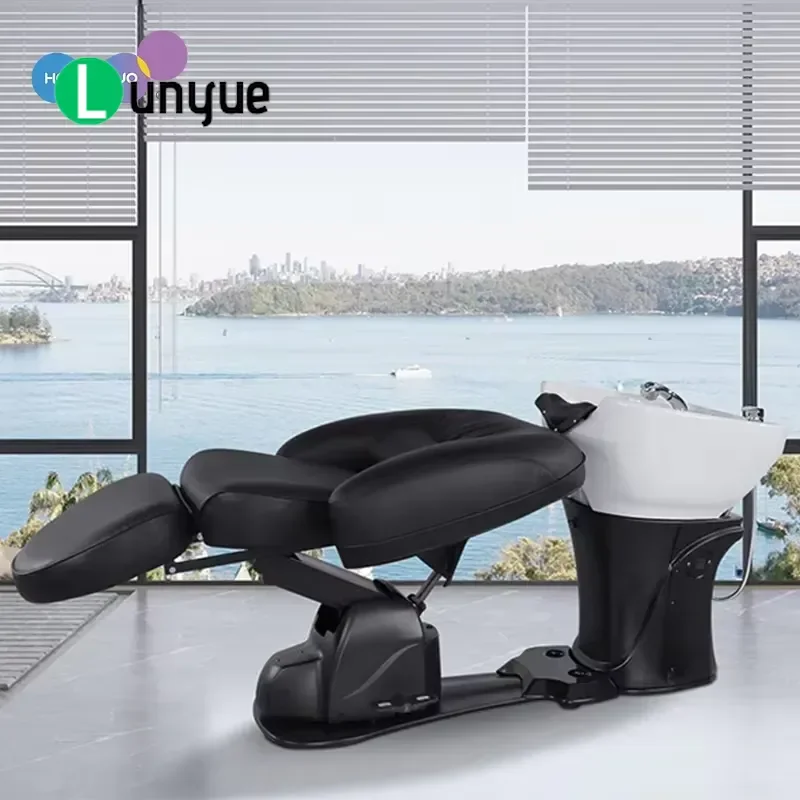 Professional Electric Massage Shampoo Chair with Silicone Heated Pillow Foot Control Adjustment Head Spa Bed for Use
