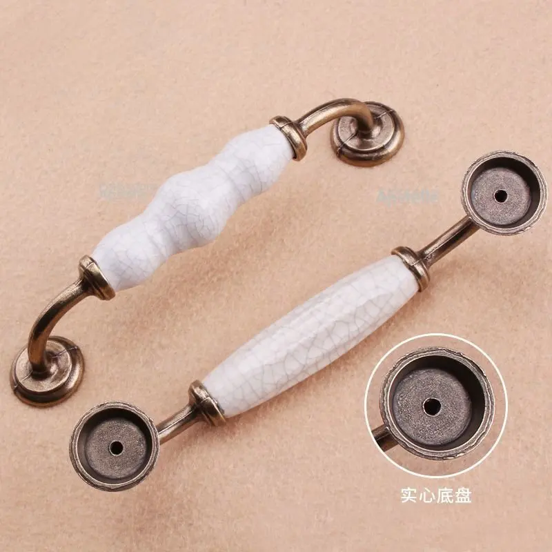 European Bronze Ceramic Cabinet Handles Drawer Knobs Wardrobe Door Handles Furniture Handle