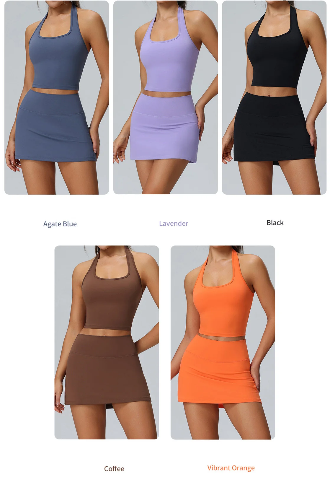 Tennis Skirt Set Fitness Running Tight Yoga Suit Set Breathable Pocket Sports Clothes Wholesale Customization Logo