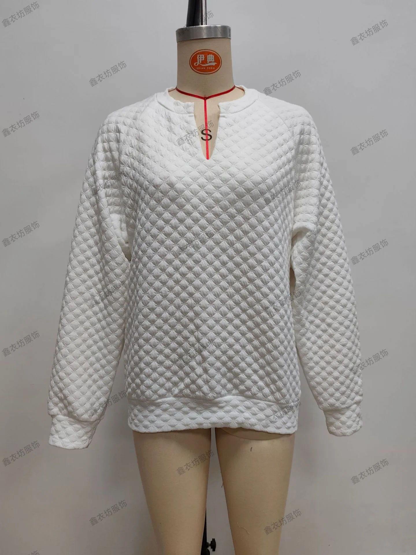 Long Sleeve Hoodie Casual Mid Length Elegant Commute with No Hood Pullover V Neck Patchwork Regular Sleeve Women Sweatshirt