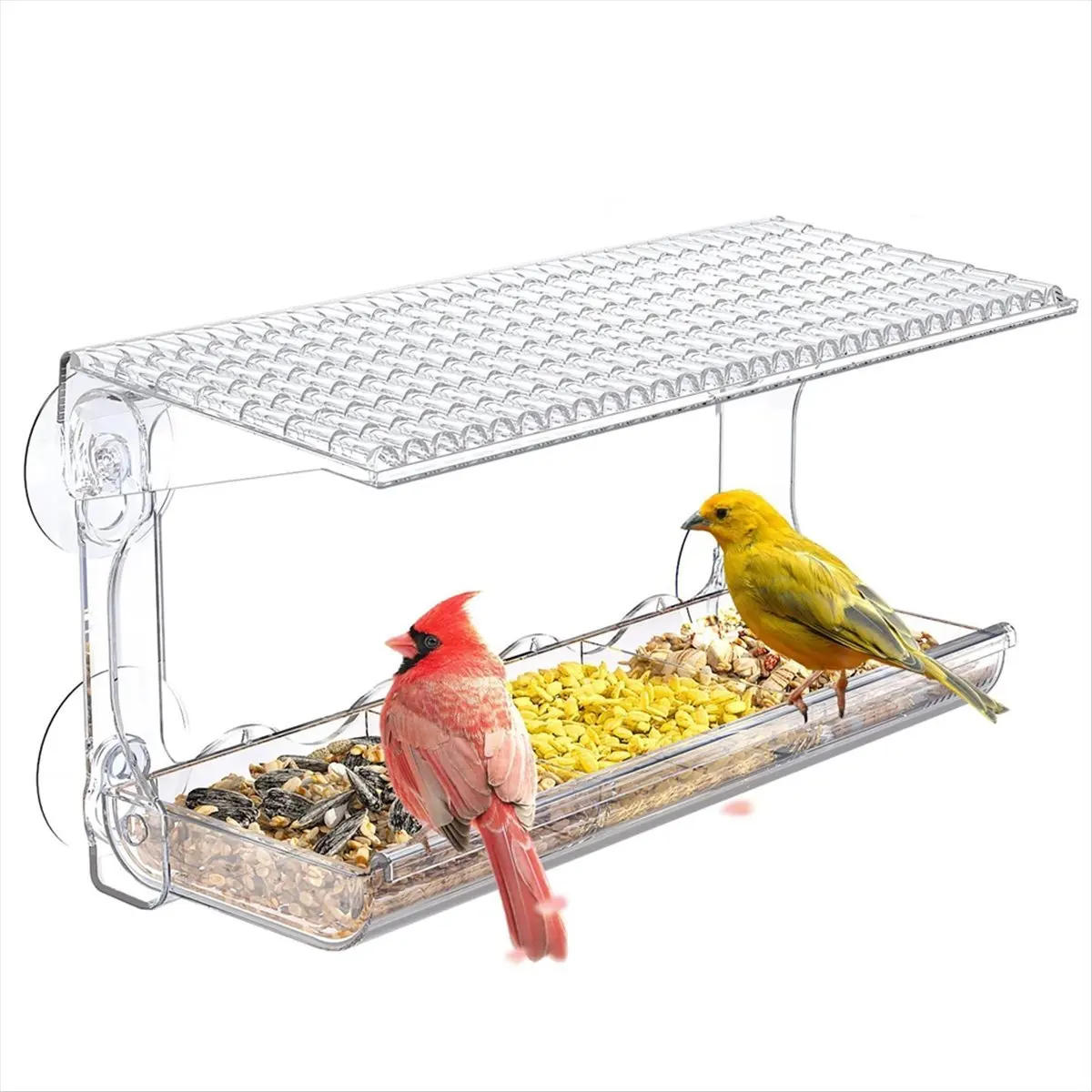 ABYA Window Bird Feeder for Outdoors, Clear Bird Feeders Window Mounted with Strong Suction Cups, Transparent Bird