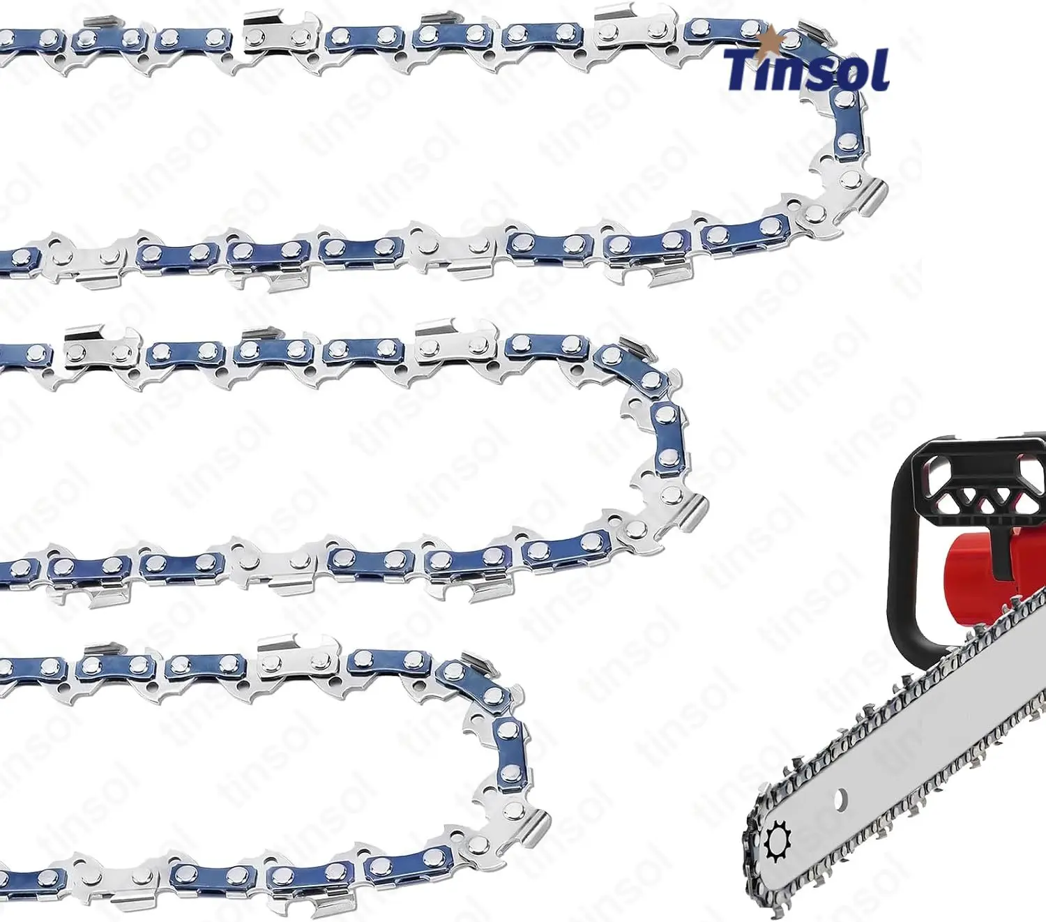 TINSOL 1/3 Pcs 10"Chainsaw Chain 3/8" LP Pitch .050" Gauge 40DL, Low-Profile Full-Chisel Chrome Cutters, Fits Remington RM1035P