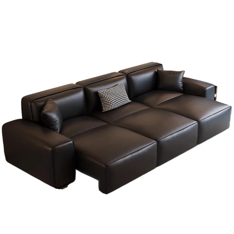 โซฟาห้องนั่งเล่นสีดำคลาสสิก สไตล์มินิมอลยุโรป นอร์ดิก โซฟาพัฟห้องนั่งเล่น โซฟาพักผ่อนทันสมัย เฟอร์นิเจอร์สำหรับบ้าน