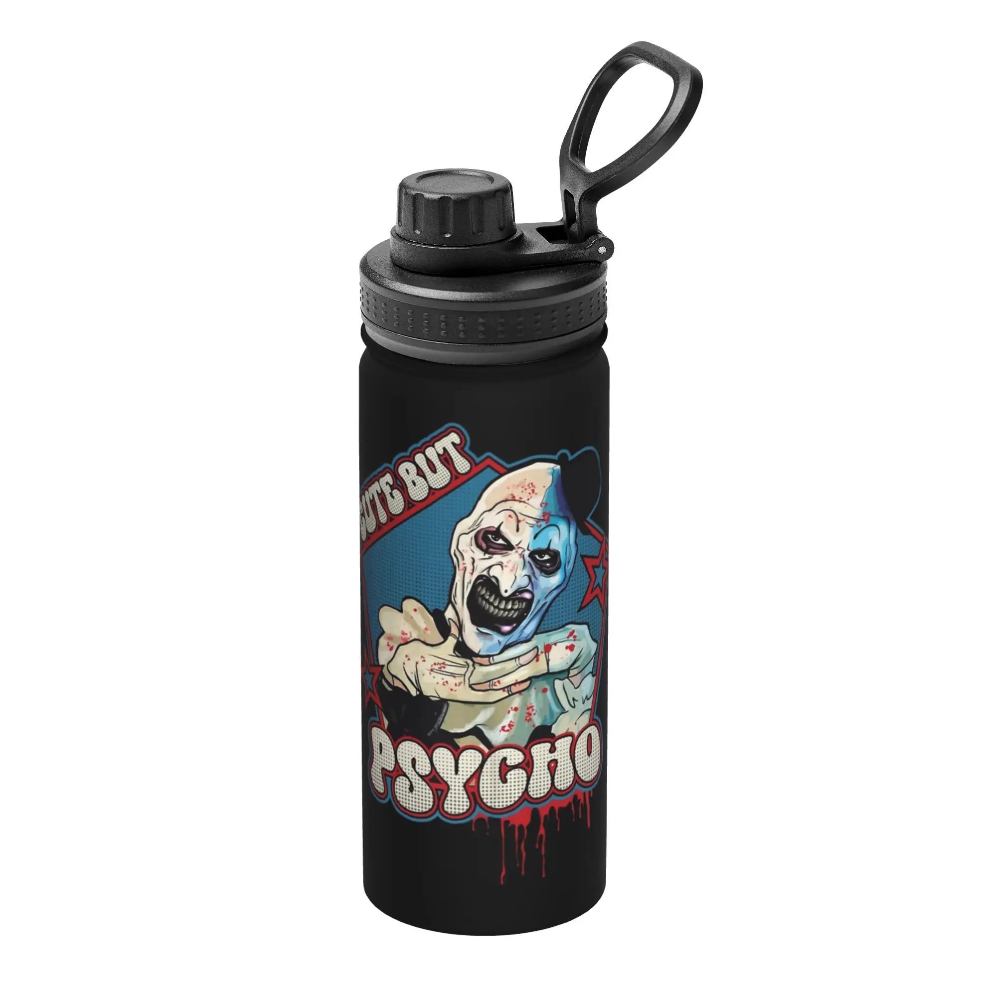 Terrifiers Cute But Psycho Halloween 18OZ Sports Insulated Kettle  Thermal Cup Vacuum Flask Double Wall Mugs Hot Cold Drink