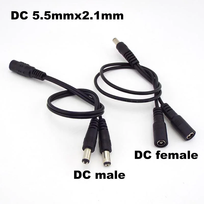 

2 way DC Power adapter Cable 5.5mmx2.1mm 1 male to 2 female 2 Male Splitter connector Plug extension for CCTV LED strip light K5