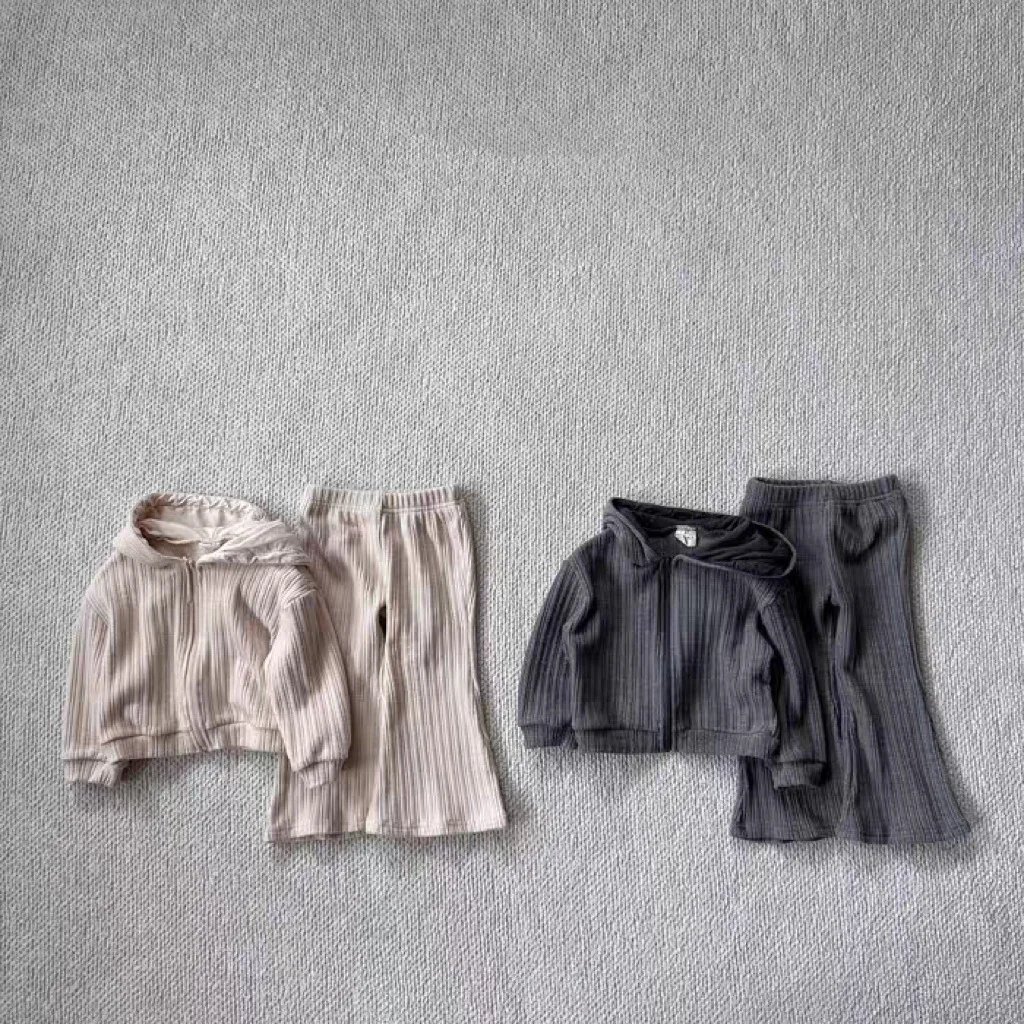 

Korean Version Ins Hooded Cardigan Set, Flared Pants, Women's Treasure Spring and Autumn Style Hoodie Two-piece Set