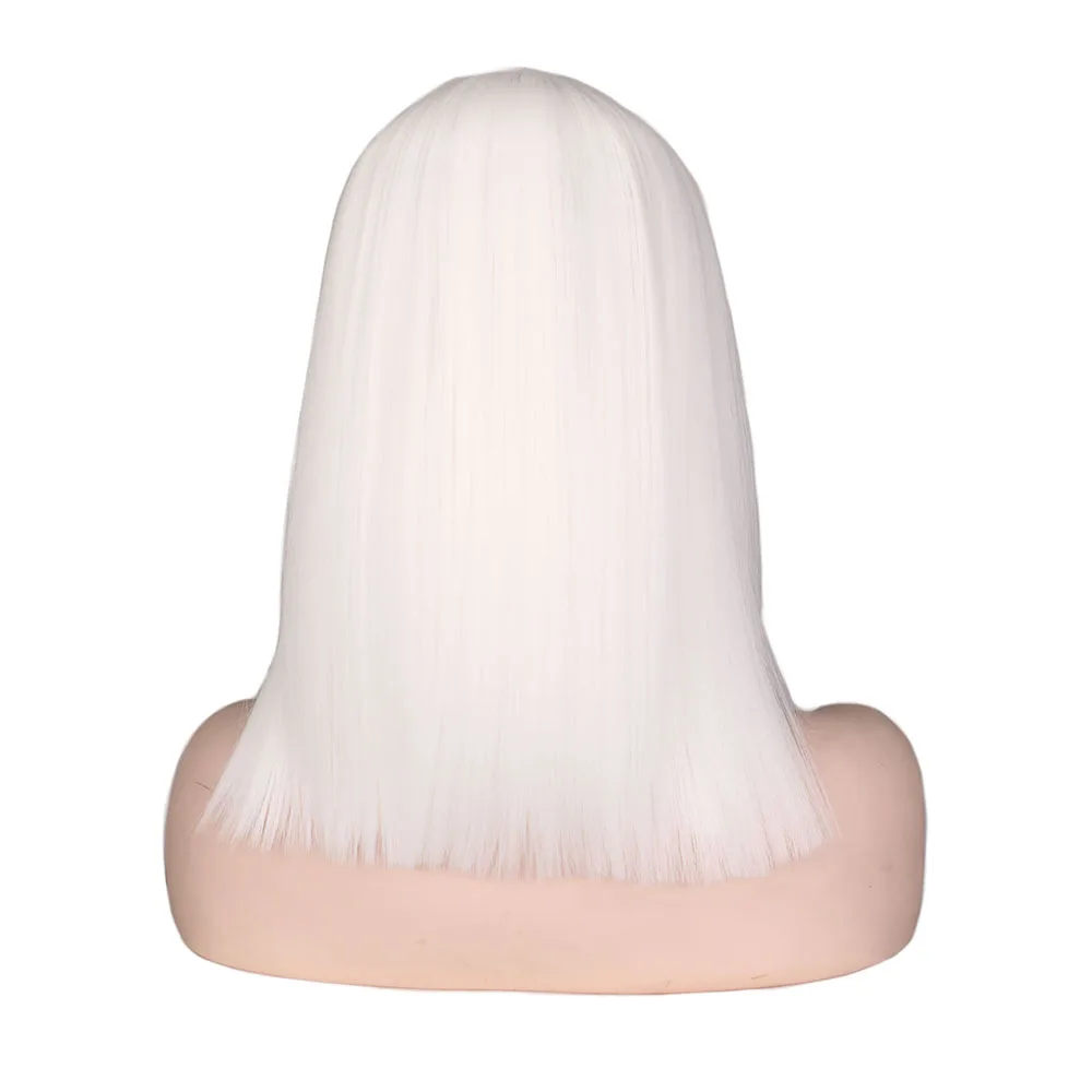 Perruques Bob pour femmes 14 pouces blanc Blonde perruque Sexy pour synthétique naturel droite partie centrale remplacement perruque de cheveux pour la fête quotidienne