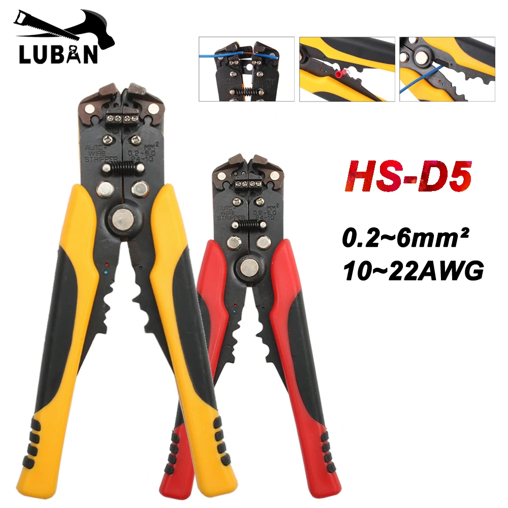 

HS-D5 AWG24-10 (0.2-6.0mm2 ) design Multifunctional automatic stripping pliers Cable wire Stripping Crimping tools Cutting LUBAN