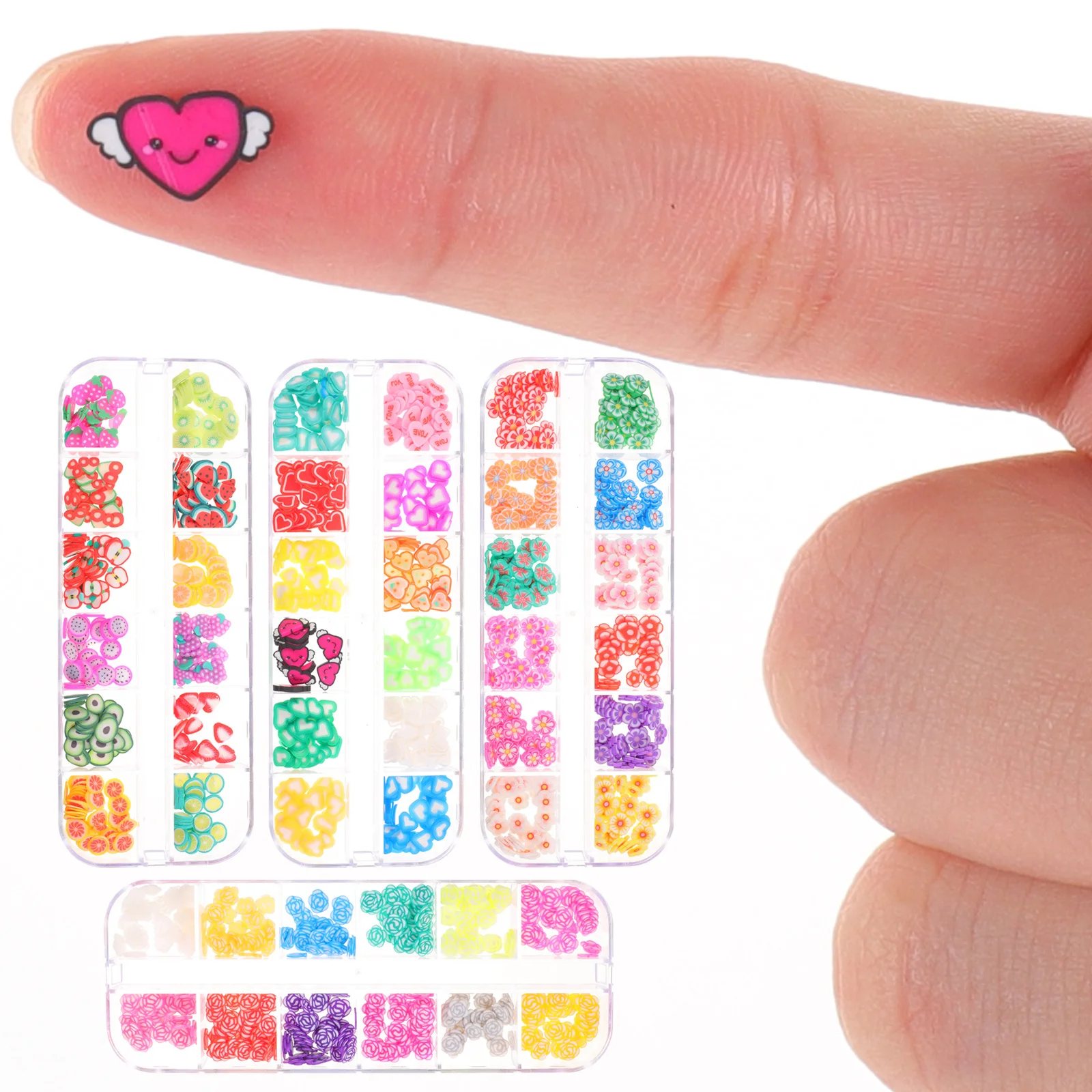 

4 Boxes DIY Polymer Clay Patches Colorful Nail Art Supplies Manicure Clay Slices Phone Decor Fruit Nail Art Slice
