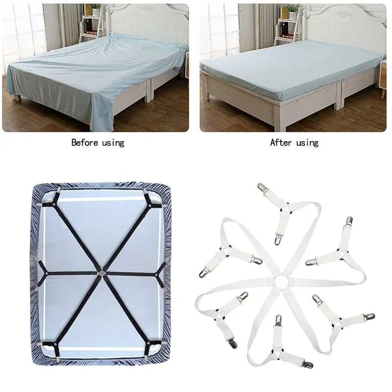 

12 Clips Fixed Holder Adjustable Elastic Bed Sheet Holder Mattress Clip Fasteners Cover Blankets Non-Slip Fixing Strap Grippers