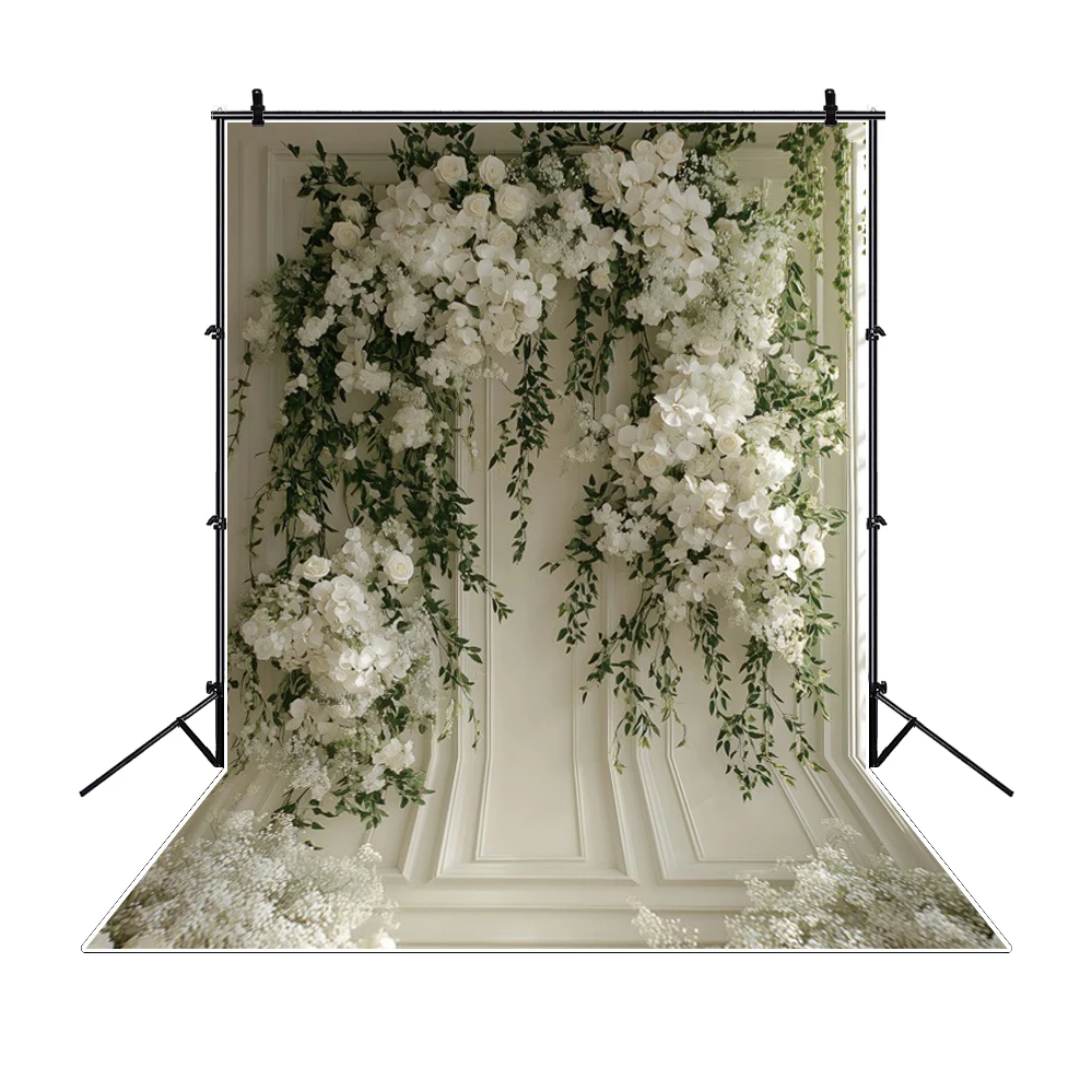 Элегантный цветочный фон для фотосъемки с белой розой для свадебной сцены, окна, лестницы, шикарная стена, портрет невесты, фотофон